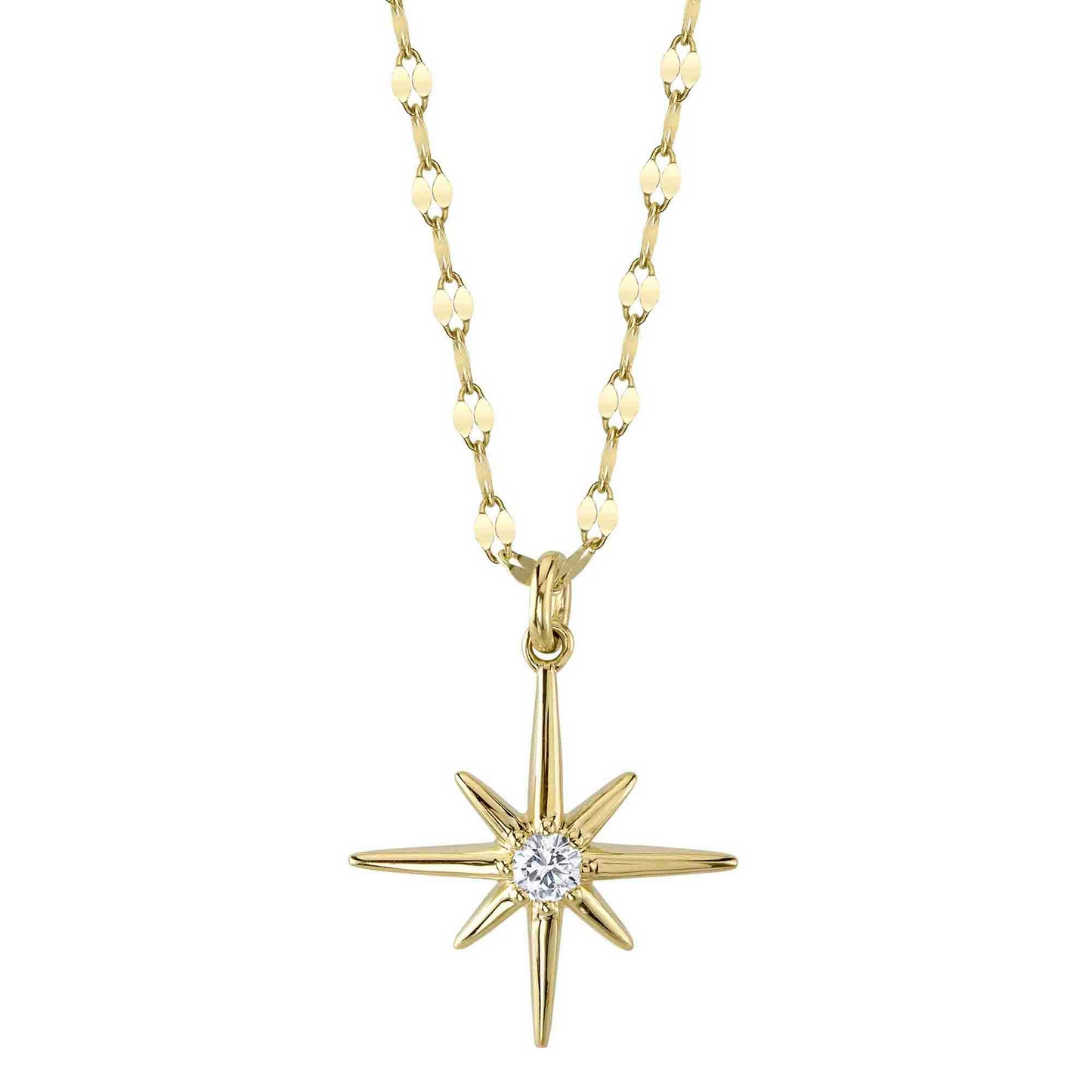Shy 14Ky North Star Diamond Pendant Necklace