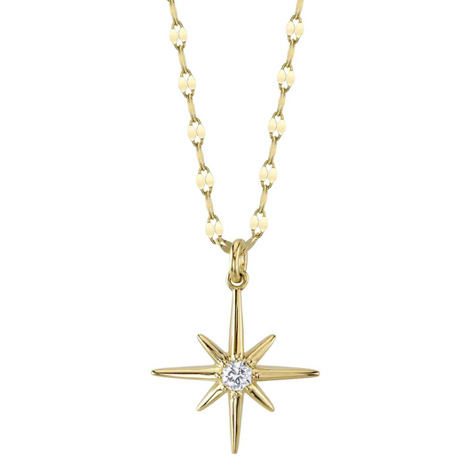 Shy 14Ky North Star Diamond Pendant Necklace