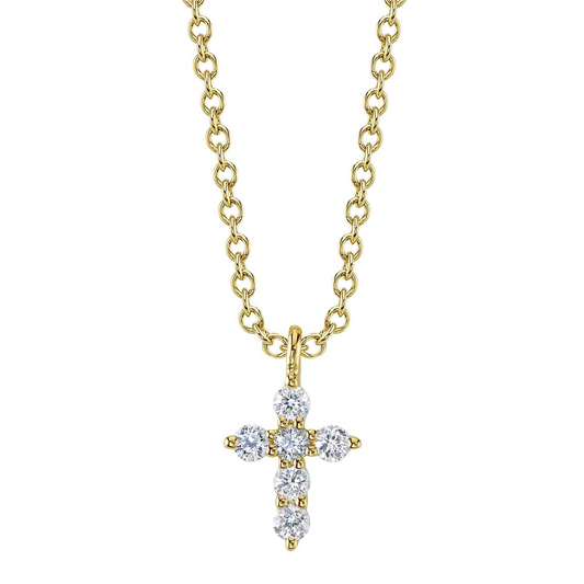 Shy 14Ky Diamond Cross Necklace