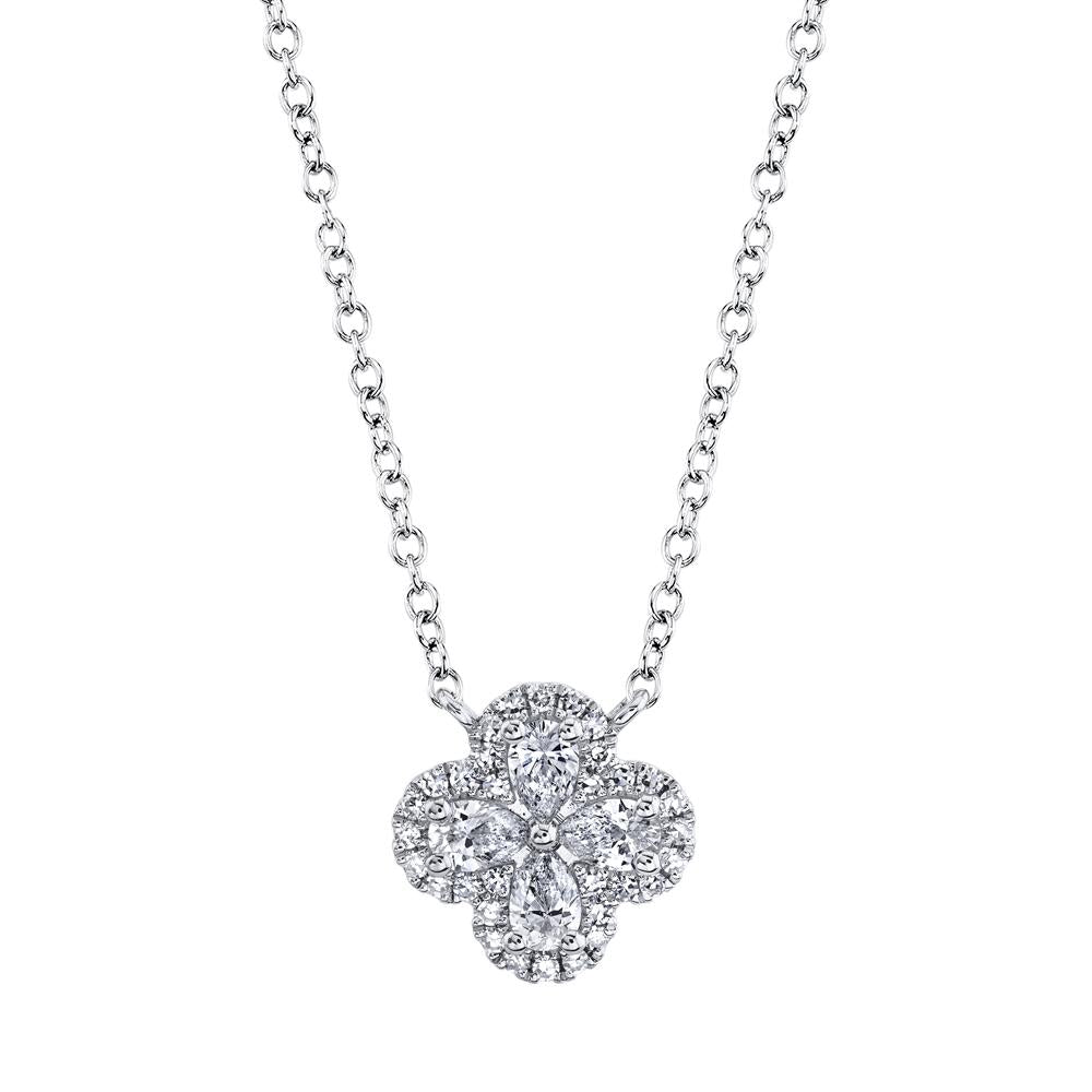 Shy 14Kw Diamond Clover Necklace