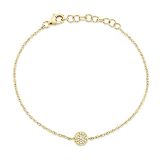 Shy 14Ky Diamond Pave Disc Bracelet