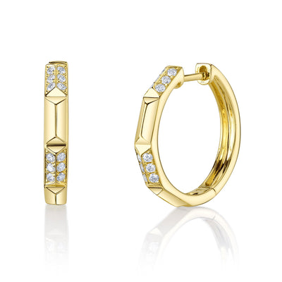 Shy Creation Geometric Cut Diamond Hoop Earrings