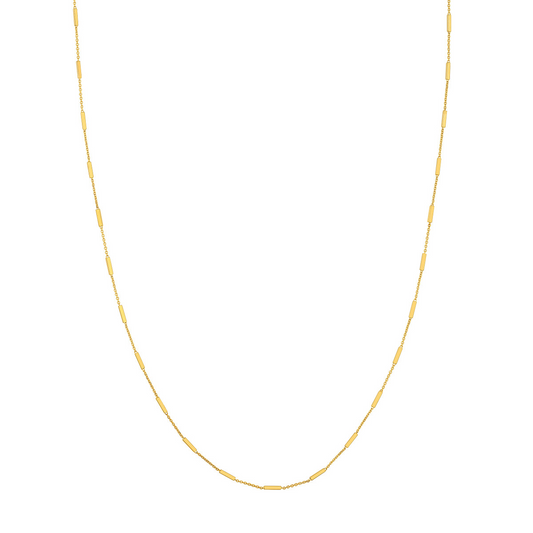 Rolland's Design 14K Yellow Gold 18" Bar Station Cable Chain