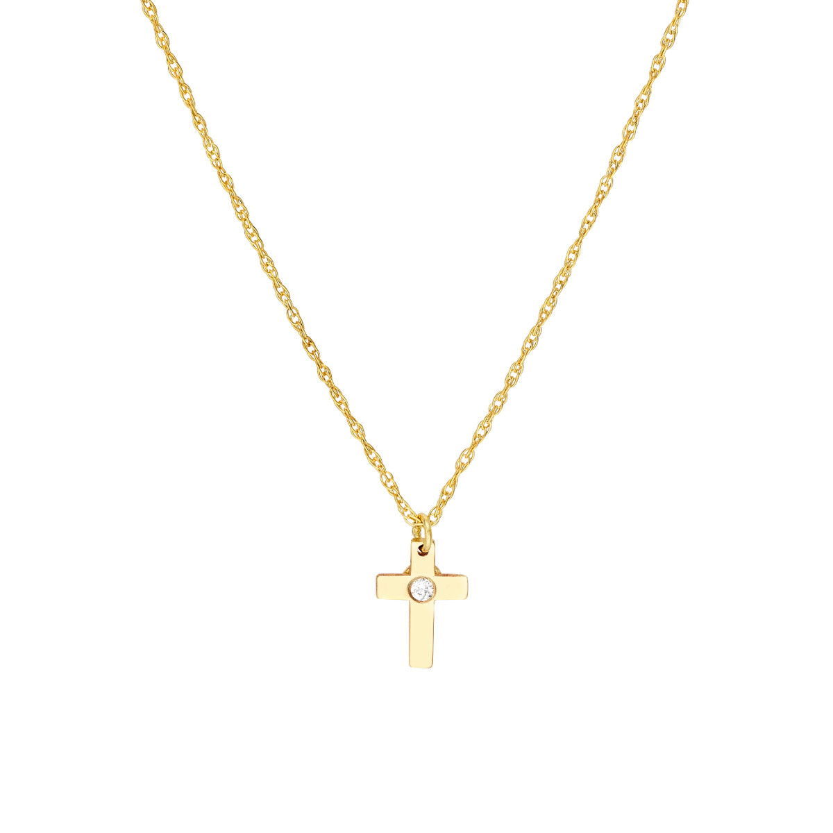 14K Yellow Gold Diamond Cross Pendant
