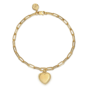 Gabriel Paperclip Chain Bracelet with Personalized Bujukan Framed Heart Charm