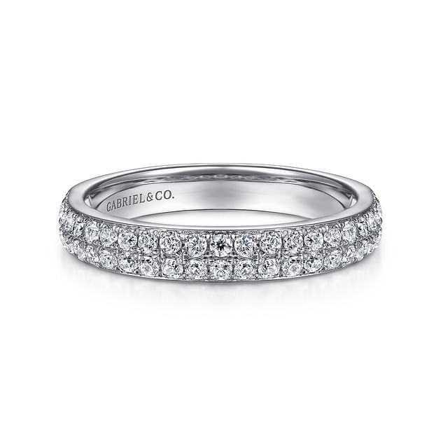 Gabriel And Co 14K White Gold Double Diamond Band