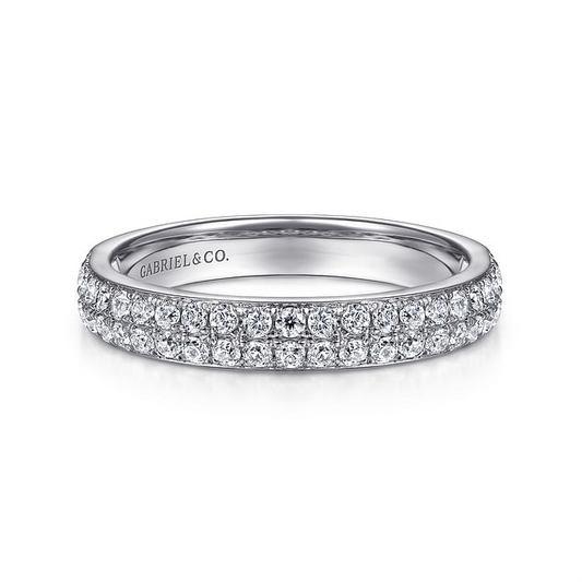 Gabriel And Co 14K White Gold Double Diamond Band