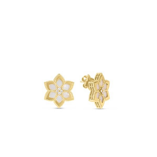 Roberto Coin Diamond & Mother of Pearl Vernazza Flower Earrings