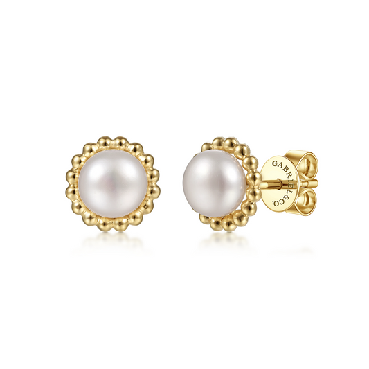 Gabriel Bujukan Beaded Halo Pearl Stud Earrings