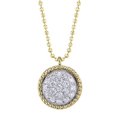 Shy Creation Two-Tone Diamond Circle Pendant