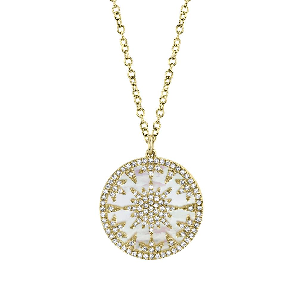 Shy Creation Pearl & Diamond Circle Pendant