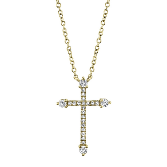 Shy 14Ky Diamond Cross Pendant