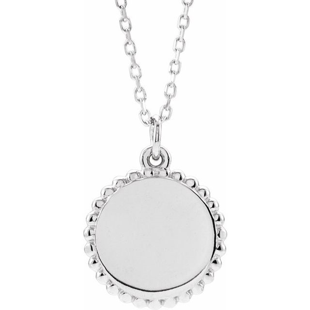 Sterling Silver Round Beaded Frame Pendant