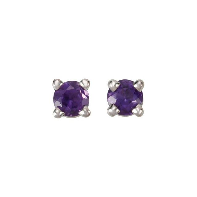 14K White Gold Amethyst Stud Earrings