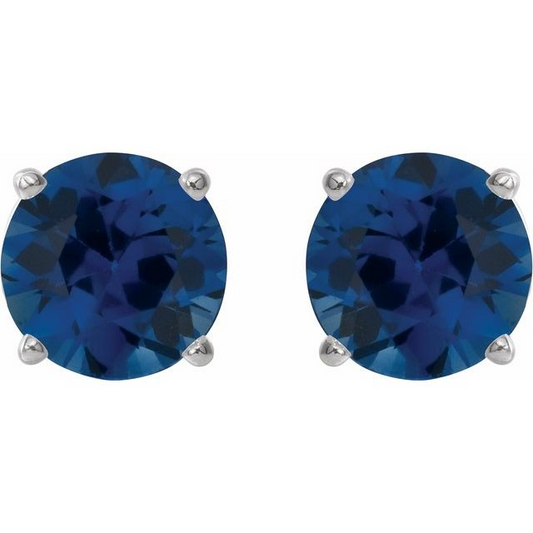 Rolland's Designs 1$K White Gold Blue Sapphire Stud Earrings