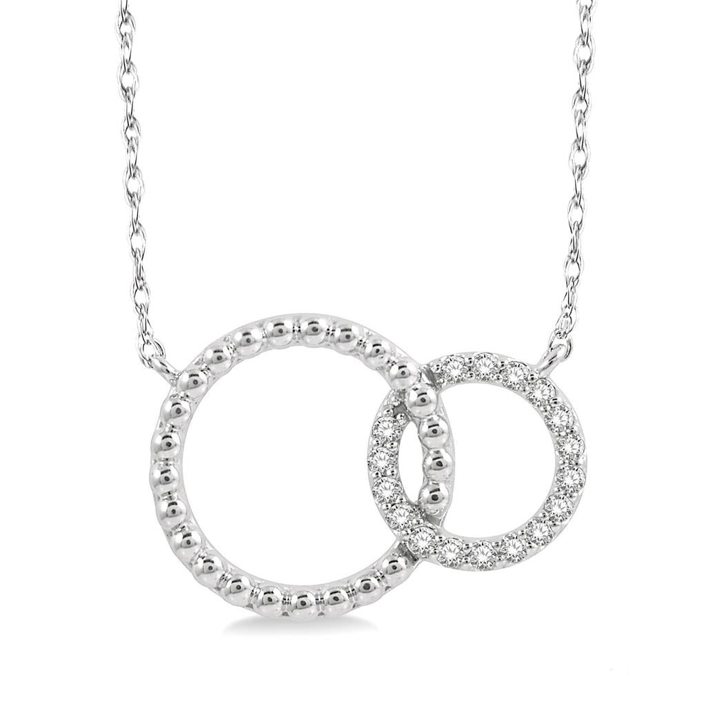 Double Circle Diamond Pendant Necklace