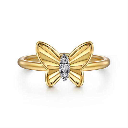 Gabriel 14Ky Diamond Diamond Cut Butterfly Ring