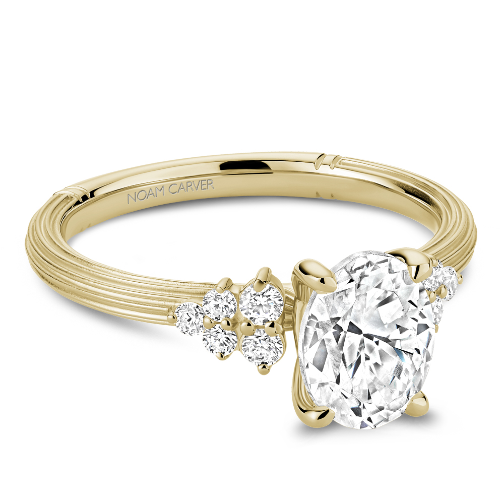 Noam Carver 14K Yellow Gold Diamond Textured ShankEngagement Ring