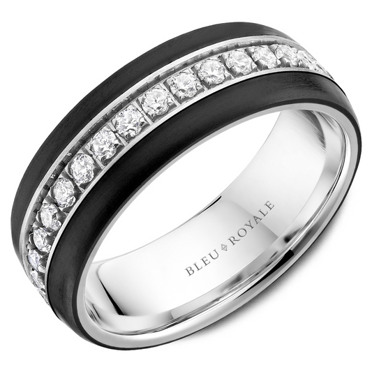 14K Gold & Black Ceramic Wedding Band