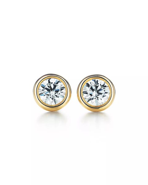 14K Yellow Gold Lab Grown Diamond Bezel Stud Earrings