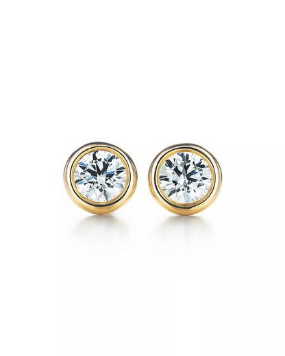 14K Yellow Gold Lab Grown Diamond Bezel Stud Earrings
