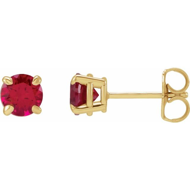 Rolland's Designs 14K Yellow Gold Ruby Stud Earrings