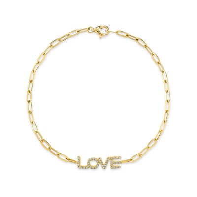 Shy Creation 14K Gold Diamond "LOVE" Bracelet