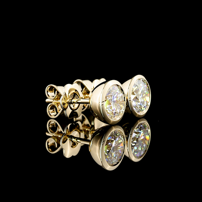 14K Yellow Gold Lab Grown Diamond Bezel Stud Earrings