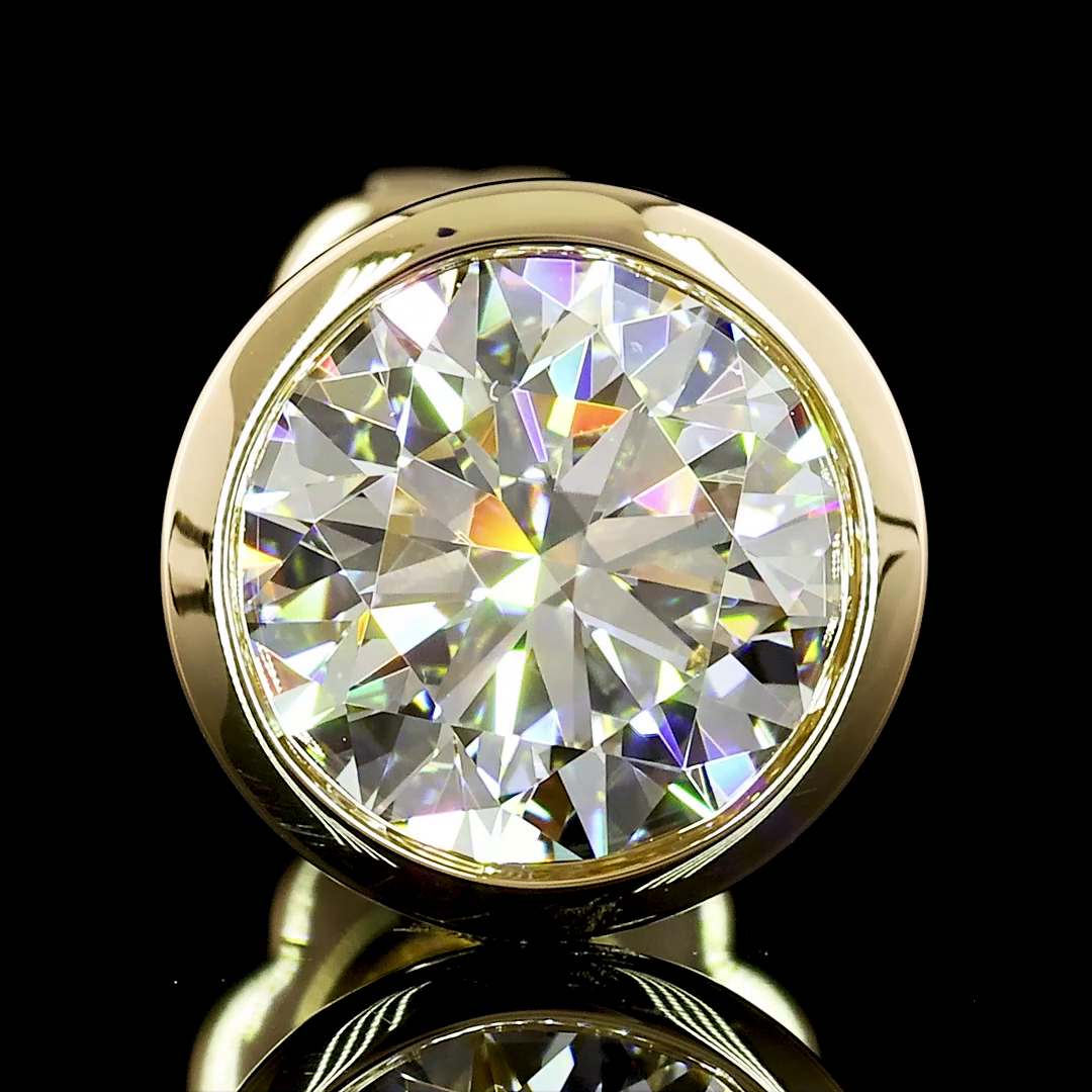 14K Yellow Gold Lab Grown Diamond Bezel Stud Earrings