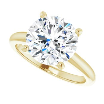 Lab Grown Yellow Gold Diamond Round Solitare Engagement Ring