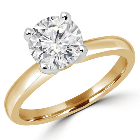 Lab Grown Two Tone Diamond Round Solitare Engagement Ring