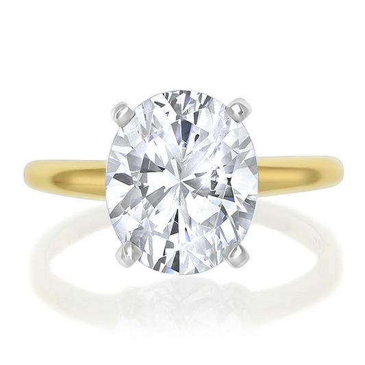 Lab Grown Two Tone Gold Diamond Oval Solitare Engagement Ring