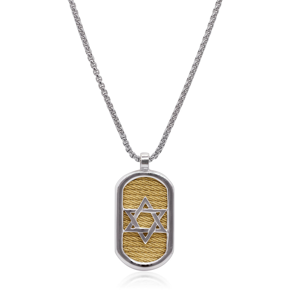 Alor Stainless Steel & Yellow Cable Star Of David Necklace