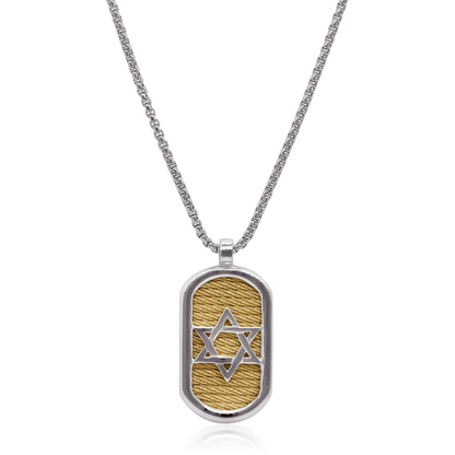 Alor Stainless Steel & Yellow Cable Star Of David Necklace