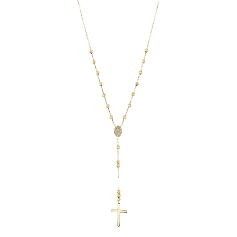 Shy Creation Diamond Cross Lariat Necklace