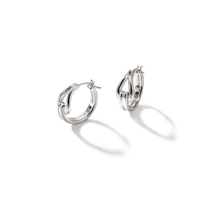 John Hardy Silver Surf Huggie Earrings