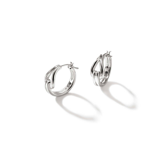 John Hardy Silver Surf Huggie Earrings