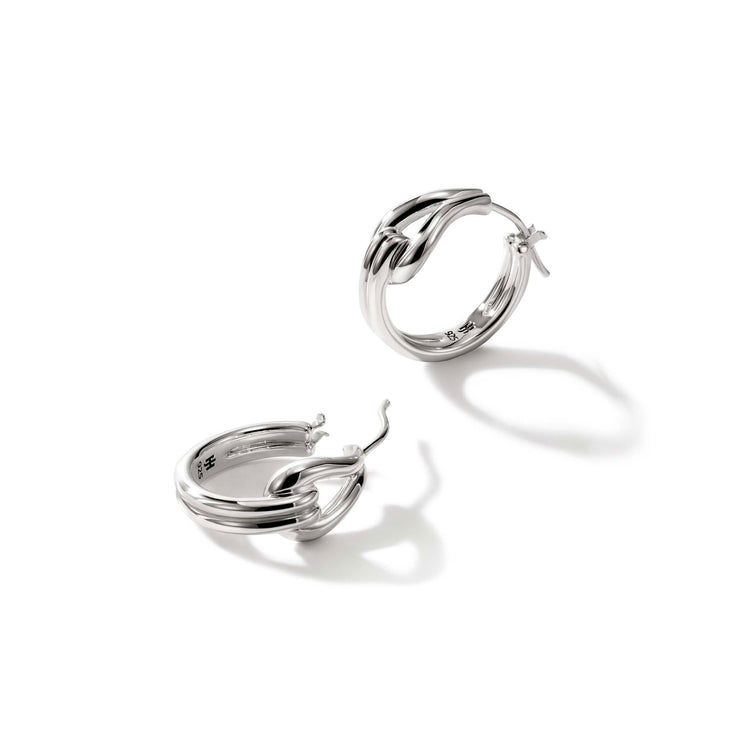 John Hardy Silver Surf Huggie Earrings
