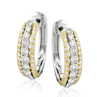 Simon G. 18Kwy Multi-Row Diamond Hoop Earrings