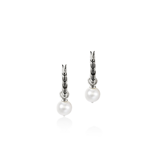 John Hardy Essentials Silver 8-8.5Mm Cultured Freshwater Pearl Hoop Earrings