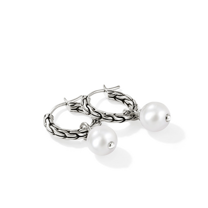 John Hardy Essentials Silver 8-8.5Mm Cultured Freshwater Pearl Hoop Earrings