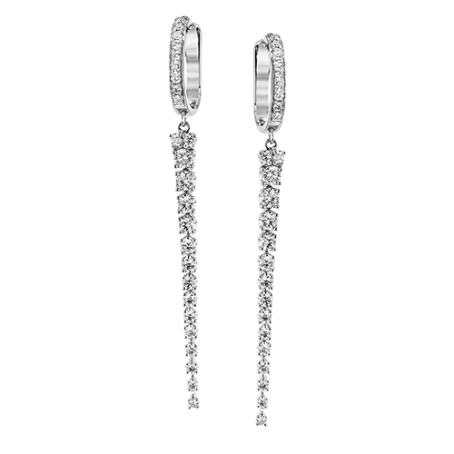 Simon G 18Kw Diamond Hoop & Dangle Stiletto Earrings 50Rds-1.05Cts