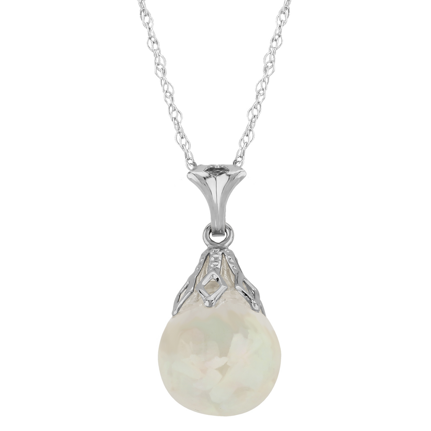Rolland's Design 14K White Gold Opal Necklace