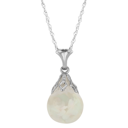 Rolland's Design 14K White Gold Opal Necklace