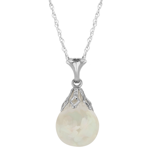 Rolland's Design 14K White Gold Opal Necklace