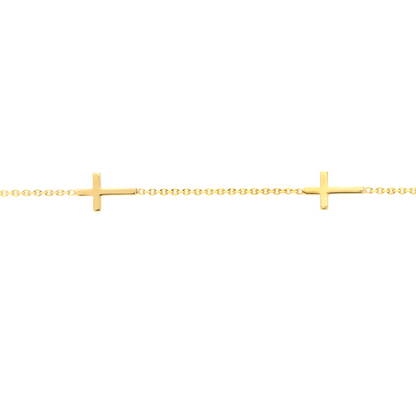 Rolland's Designs 14k 5 Station Mini Cross Bracelet