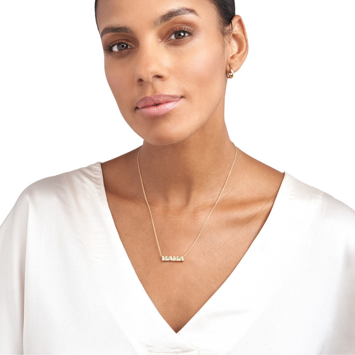 Rolland's Designs 14K Yellow Gold Puff "Mama" Necklace