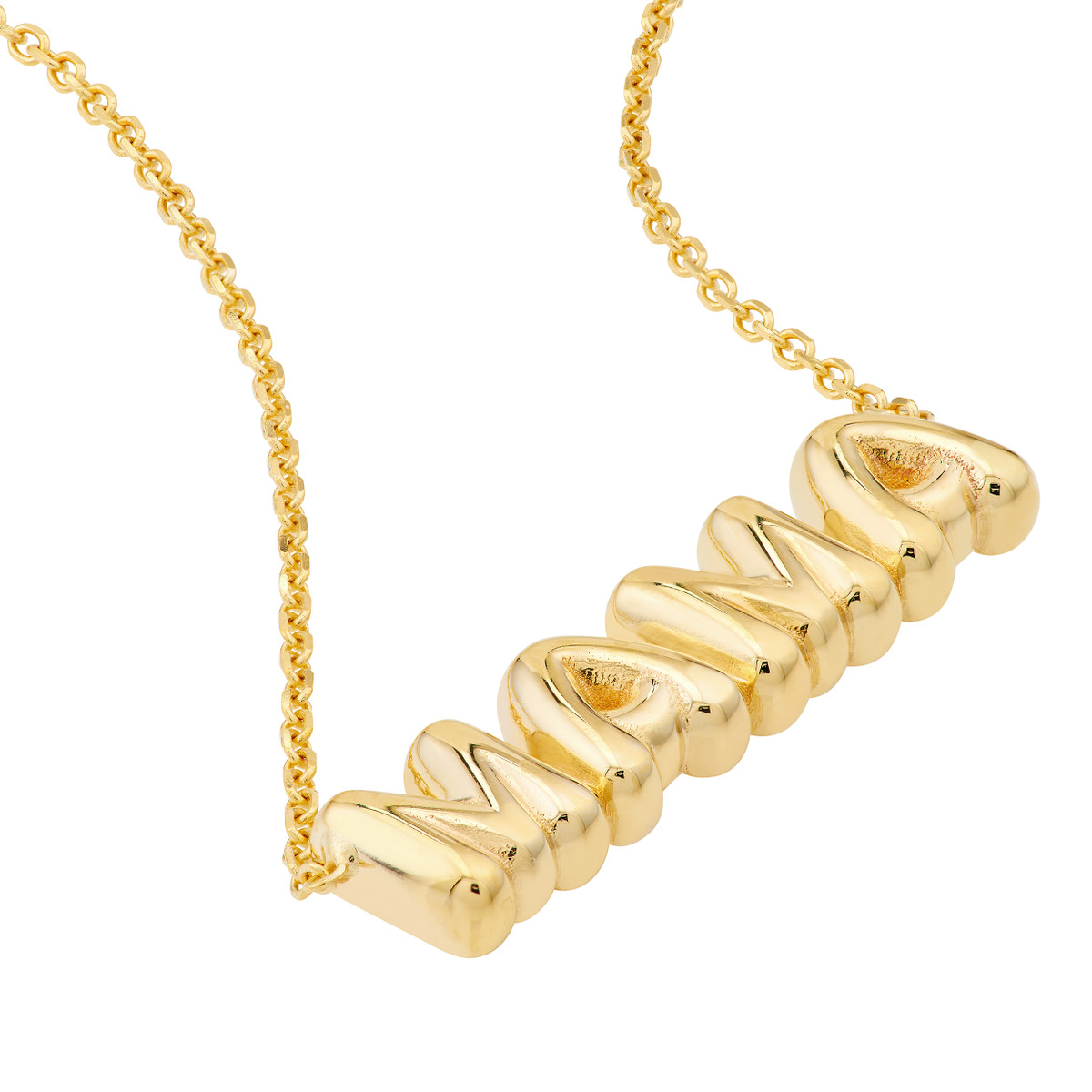 Rolland's Designs 14K Yellow Gold Puff "Mama" Necklace