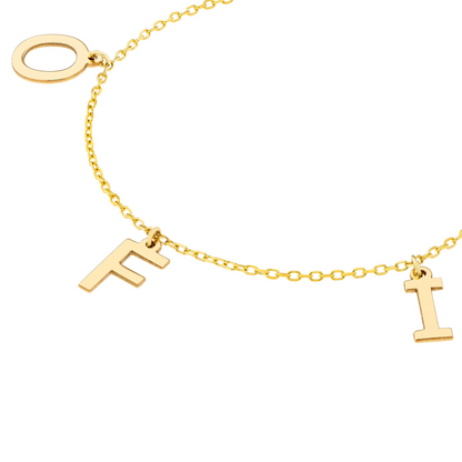 Rolland's Designs 14K Gold Hanging Initials Necklace "EMMA"
