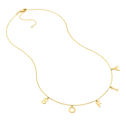 Rolland's Designs 14K Gold Hanging Initials Necklace "EMMA"